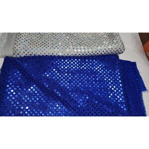 Sparkling Silver & Blue Sequin Fabric for Crafts Costumes & Decor